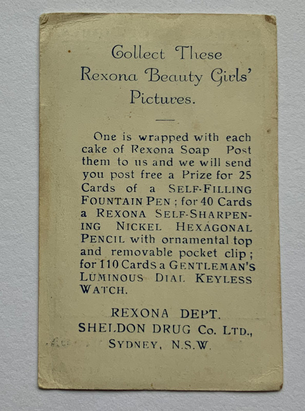 Australian Art Deco Rexona Trade card circa 1920s Miss Lotus Thompson no.29